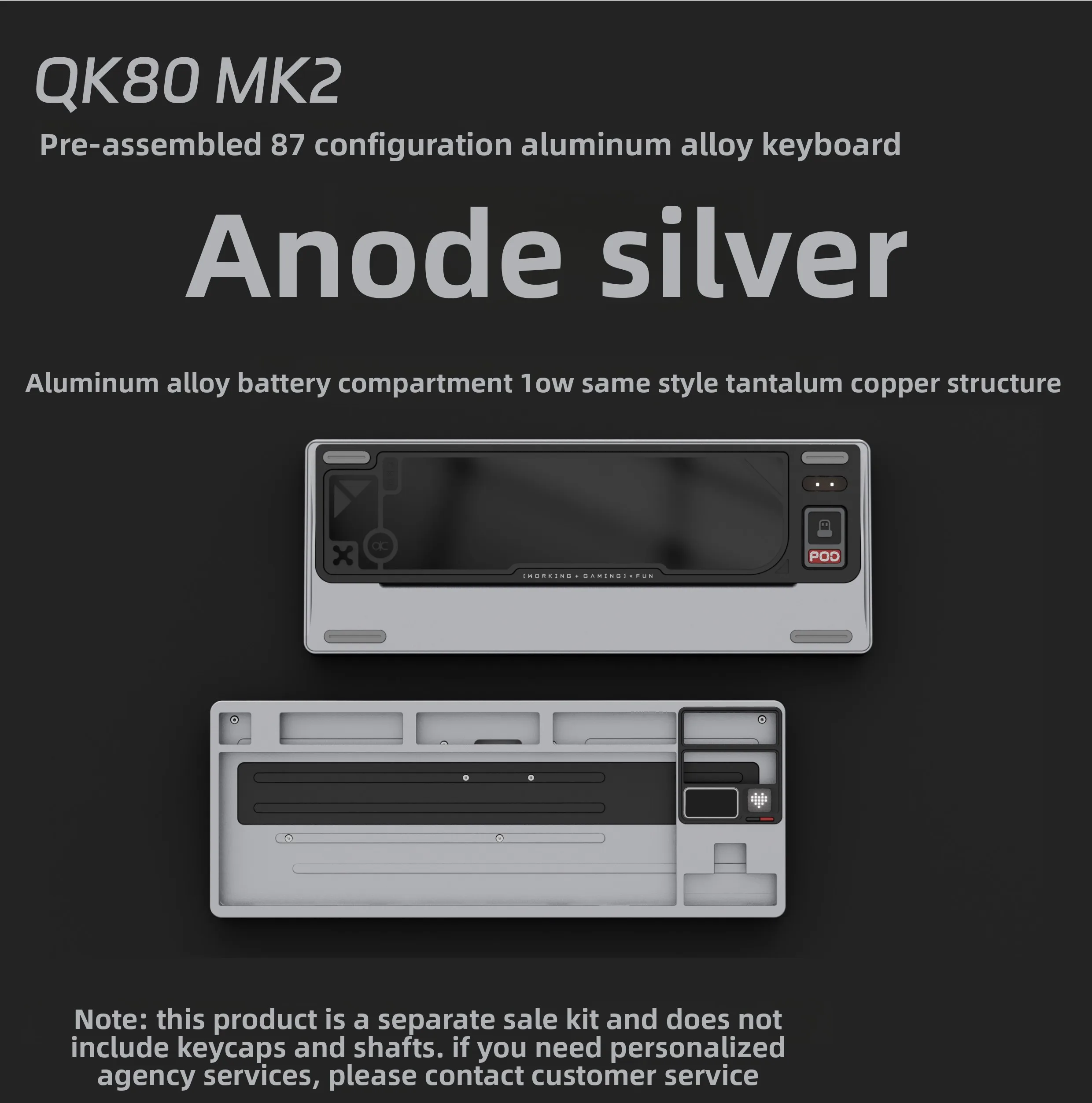 QK80 V2 Mk2 3Mode Mechanical Keyboard Kit with Screen Aluminium Material Case Wireless Wired DIY Customized Keyboard Game Office
