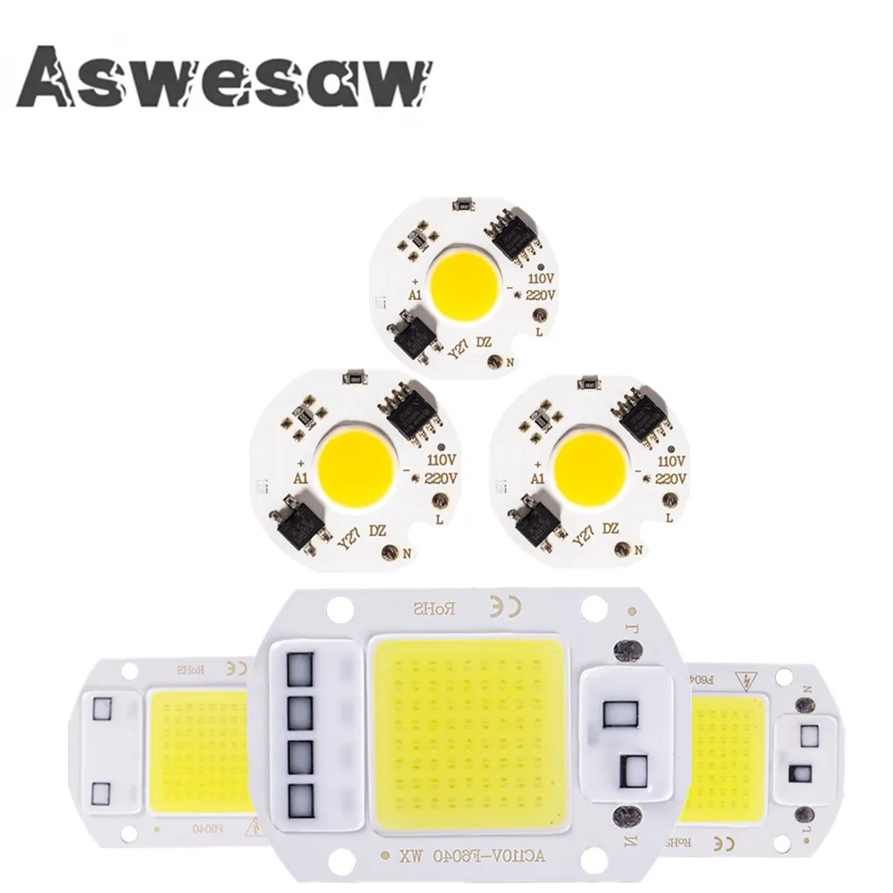 

1/PCS LED COB Chip 10W 20W 30W 50W 220V Smart IC No Need Driver 3W 5W 7W 9W LED Bulb Lamp for Flood Light Spotlight Diy Lighting