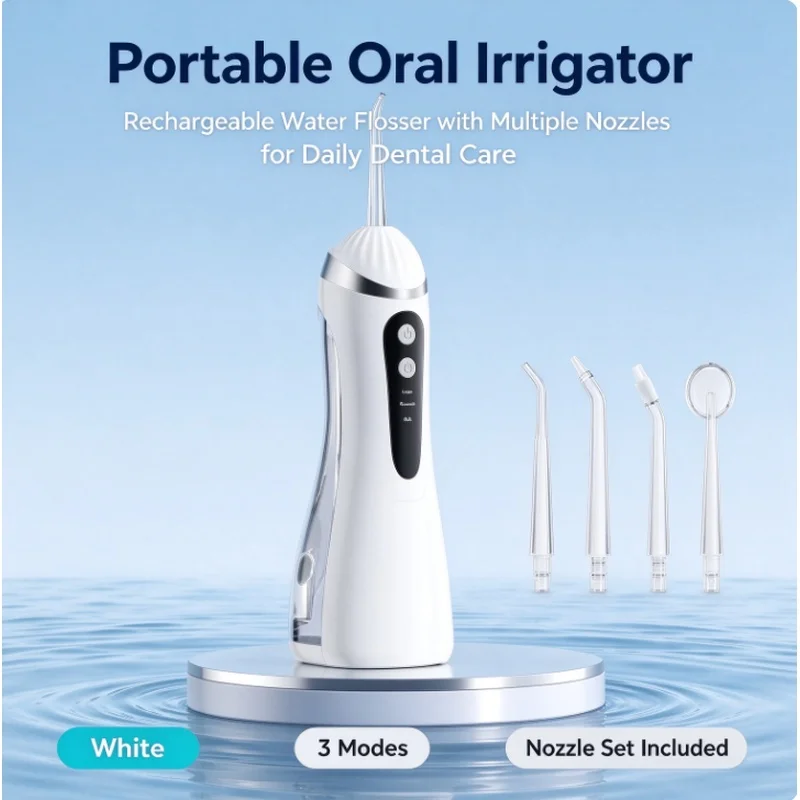Stocking Stuffers Christmas Gift Portable Oral Irrigator IP65 Waterproof Rechargeable Dental Water Flosser 3 Modes 200ML Jet