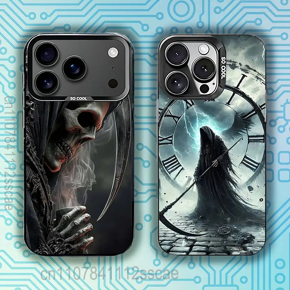 

Death Grim Reaper Skull Scythe Phone Case For iPhone 17,16,15,14,13,12,11,Pro,Max,Plus,E,Air,Mini Anti Fall Black Bumper