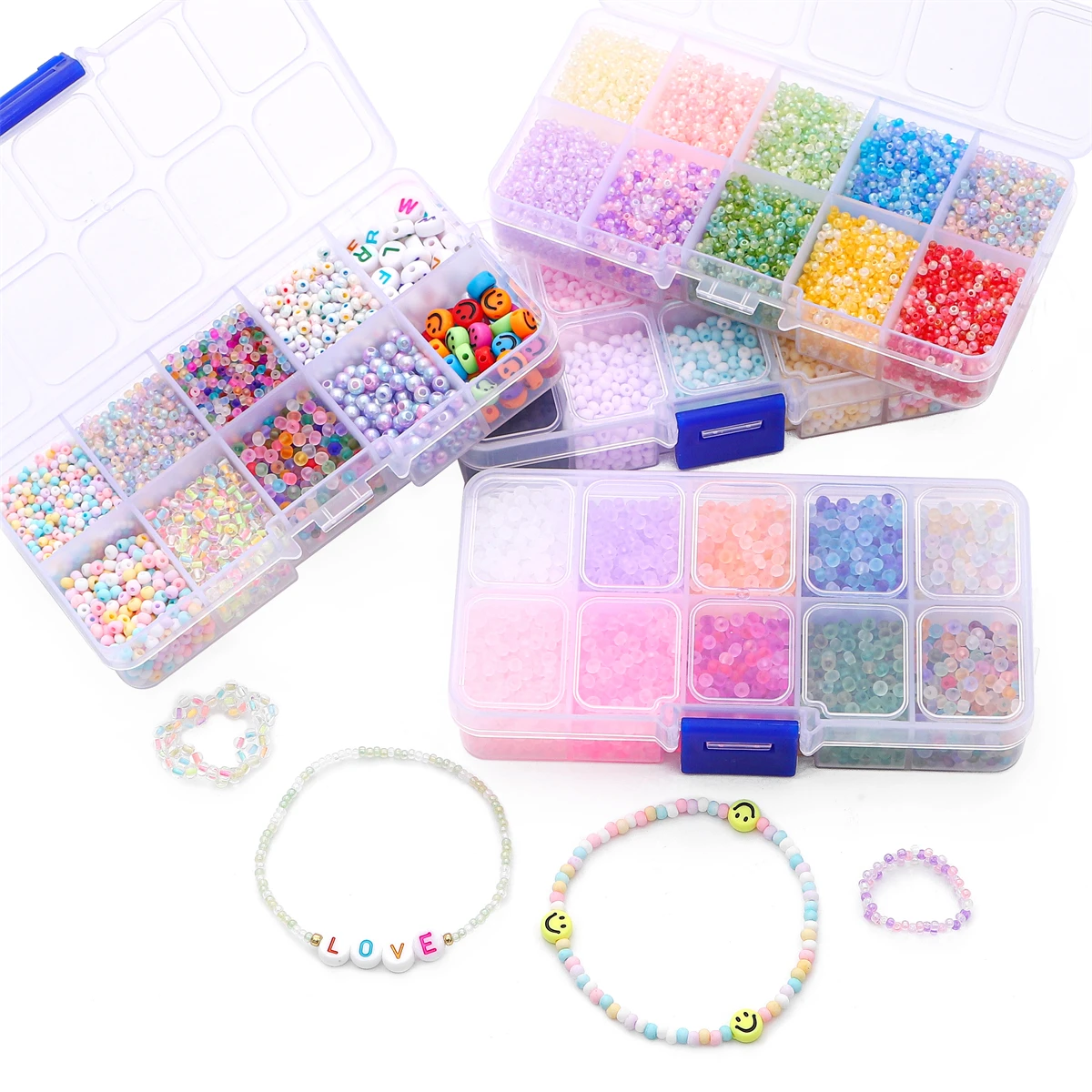 

Premium Czech Crystal Glass Beads Kit - 10 Colors Alphabet Letter Beads for DIY Earrings, Bracelets, Rings Jewelry