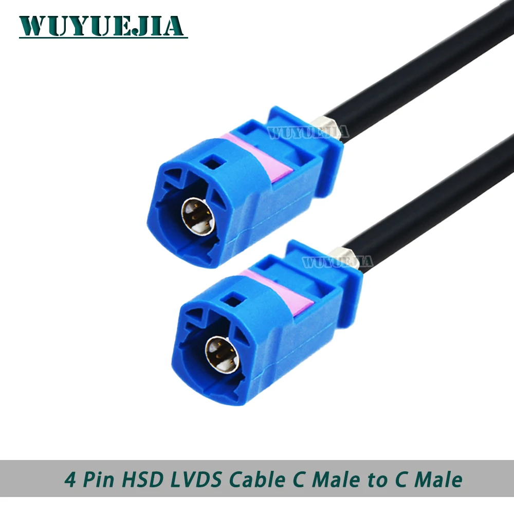 New HSD LVDS Cable Blue C Male 4Pin Wire Video Line for VW BMW Audi Mercedes Car GPS Navigation Audio High-Speed Wiring Harness