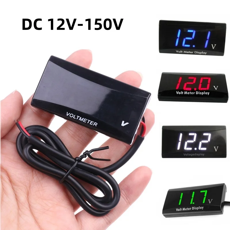 Universal LED Display Digital Voltmeter Panel Volt Voltage Meter Tester Reverse Connection Protection 12V-150V Car Motorcycle