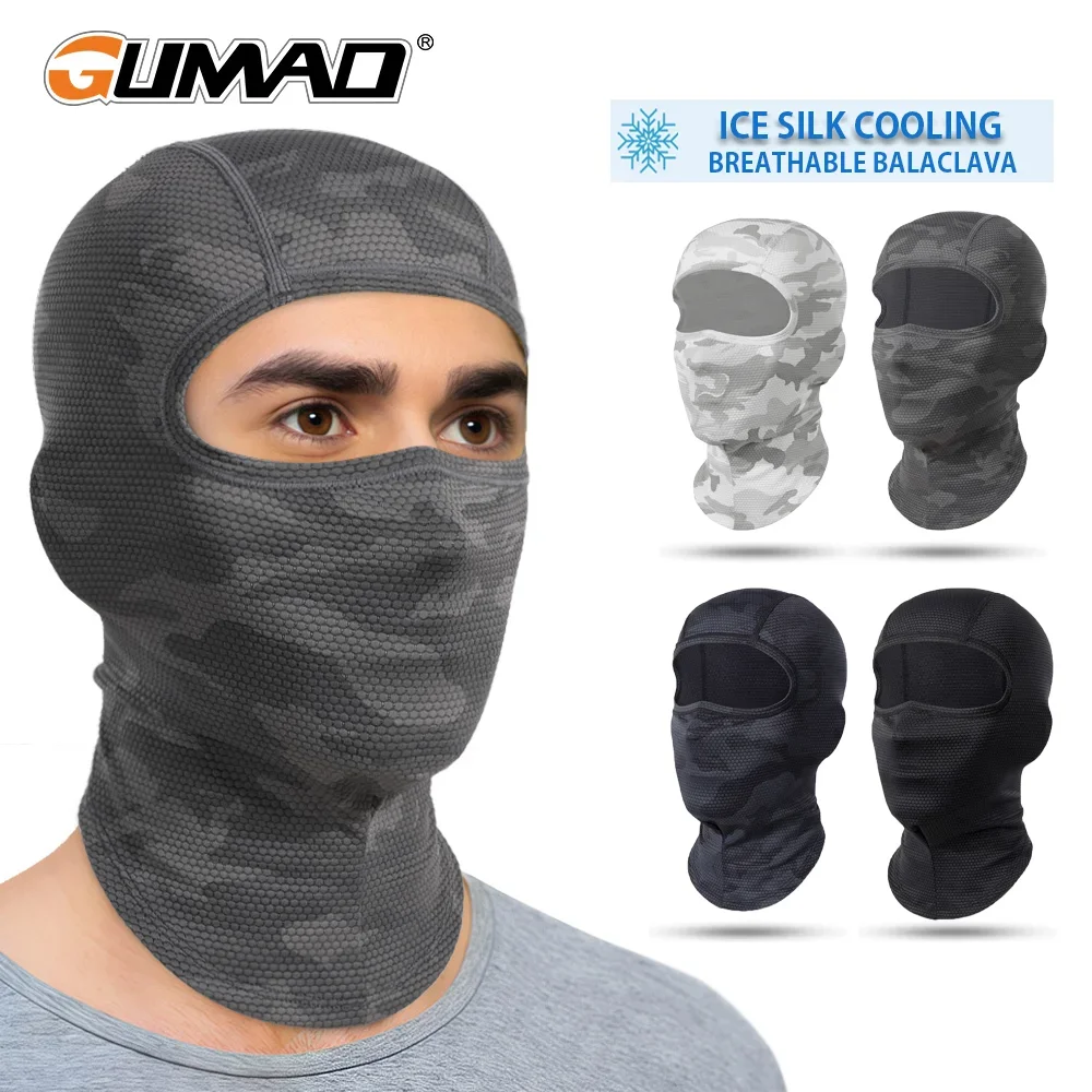 Cycling Full Face Balaclava Cooling Face Mask Breathable Ice Silk Wicking Absorbent Headgear for Bicycle Helmet Riding Gear Men