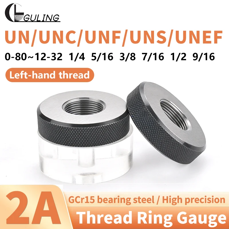 1SET(1*GO+1*NOGO) 2A Left Hand 0-80~12-32 1l4 5l16 3l8 7I16 1l2 9I16 UN/UNC/UNF/UNS/UNEF America Standard Fine Thread Ring Gauge