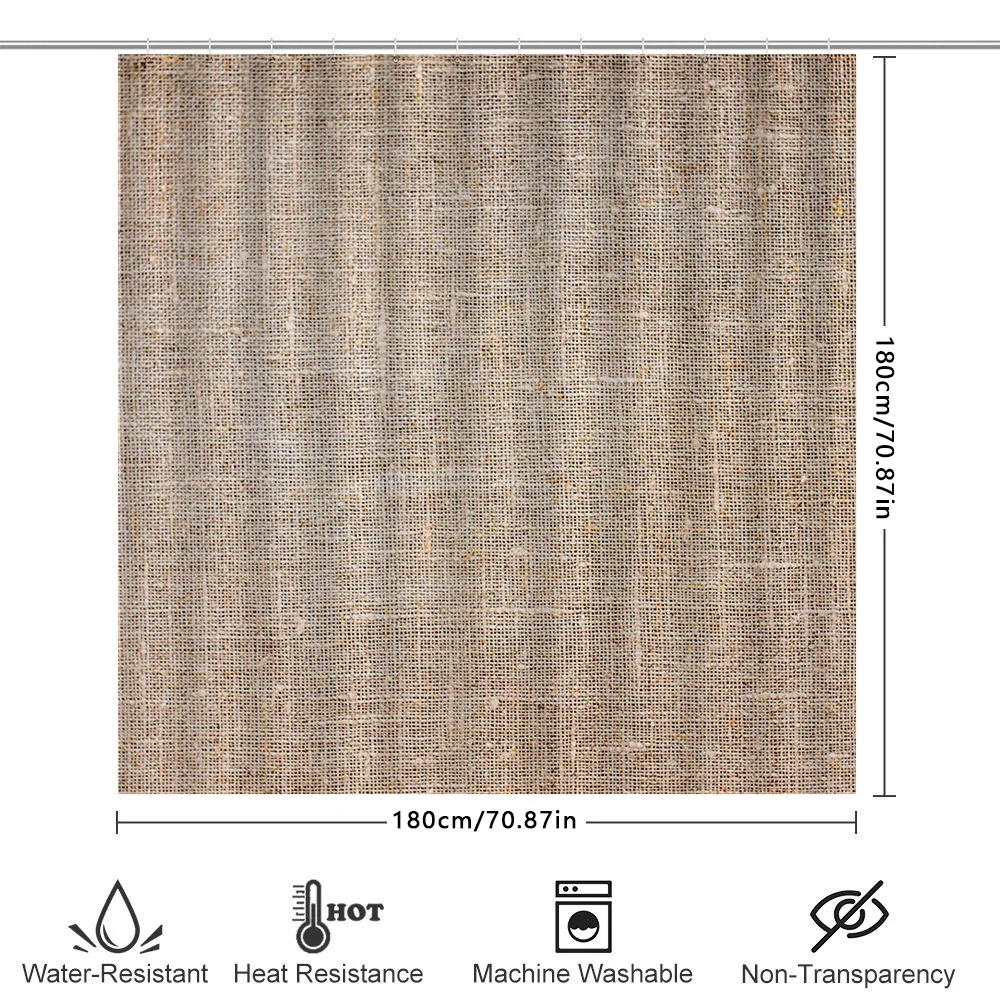 Natural Linen Shower Curtain with Rustic Woven Design Soft Waterproof Fabric for Bathroom Decor - view 6