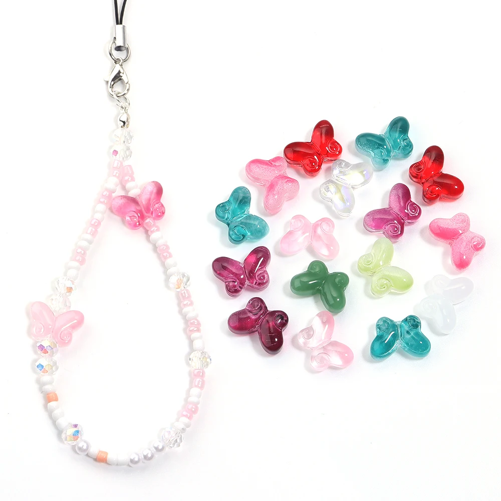 

50pcs 10x15mm Glazed Beads Mix Color Butterfly Shapes Czech Glass Loose Bead for DIY Crafts Decoration Handmade Accessories