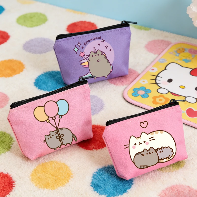 

Cute Pusheens Wallets Anime Cartoon Kids Girl Zipper Keys Small Canvas MoneyBag Pocket Woman Hand-held Coin Purse Kawaii Popular
