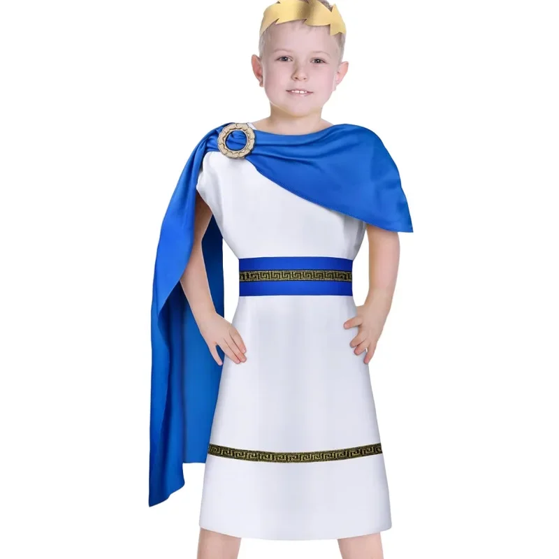 Kids Child Ancient Greek Goddess Mythology God Zeus Costume Girls Boy Roman Grecian Toga Dress Cosplay Halloween Purim