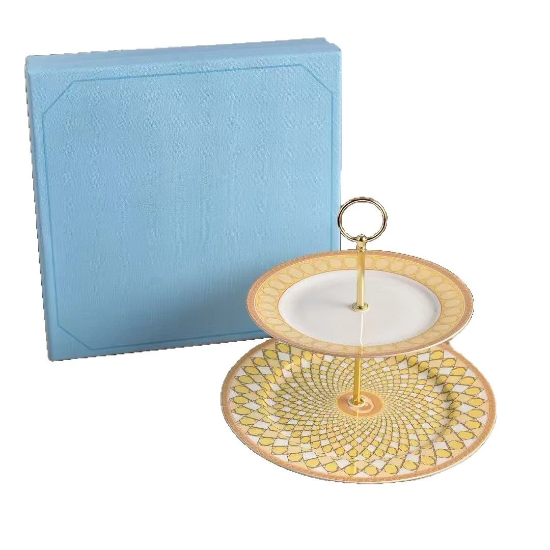 

Double-layer fruit plate, light luxury ceramic tray in the living room