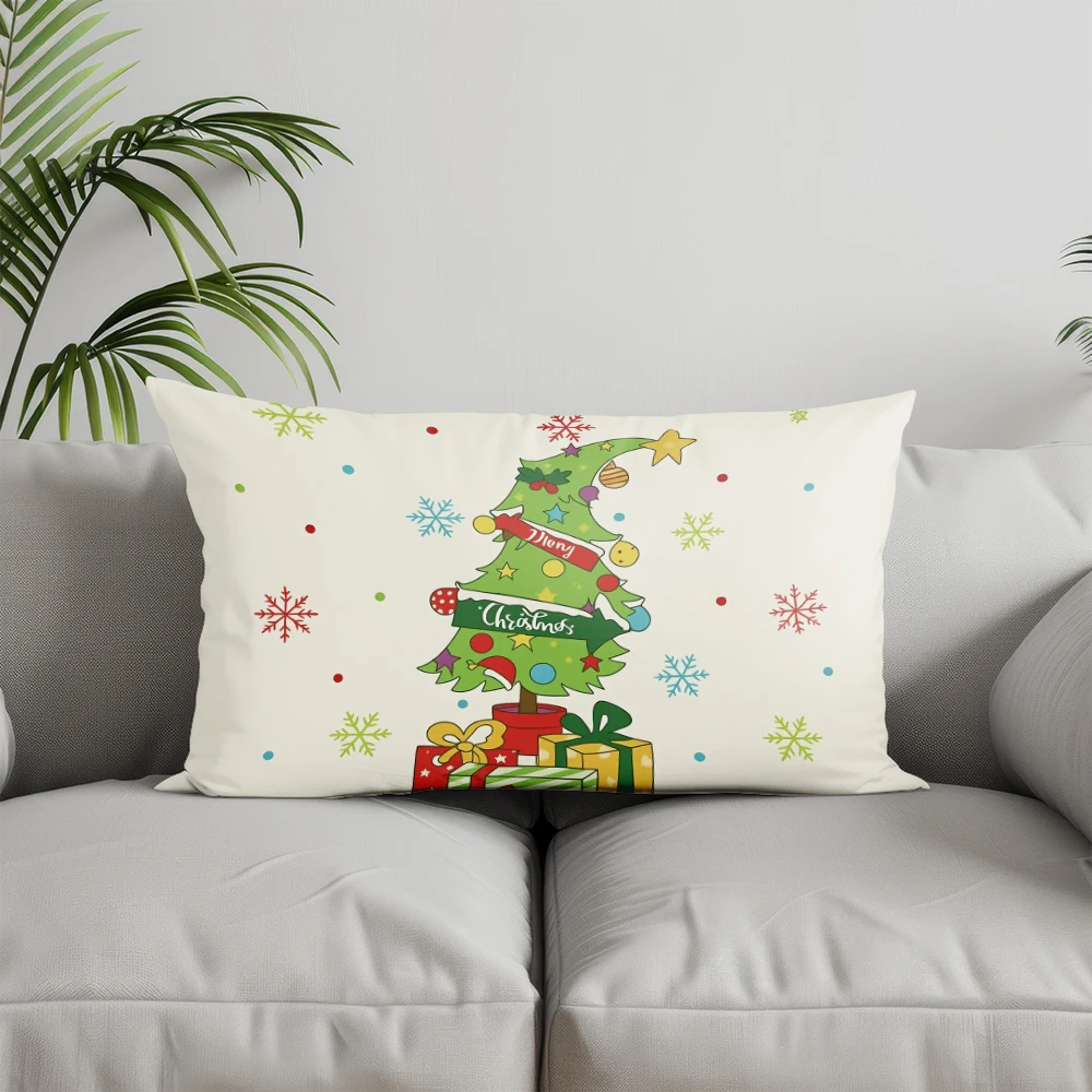 ديكور المنزل عيد الميلاد إكليل عيد ميلاد سعيد مناسبة ل أريكة غرفة نوم سيارة وسادة غطاء وسادة وسادة الظهر مستطيلة