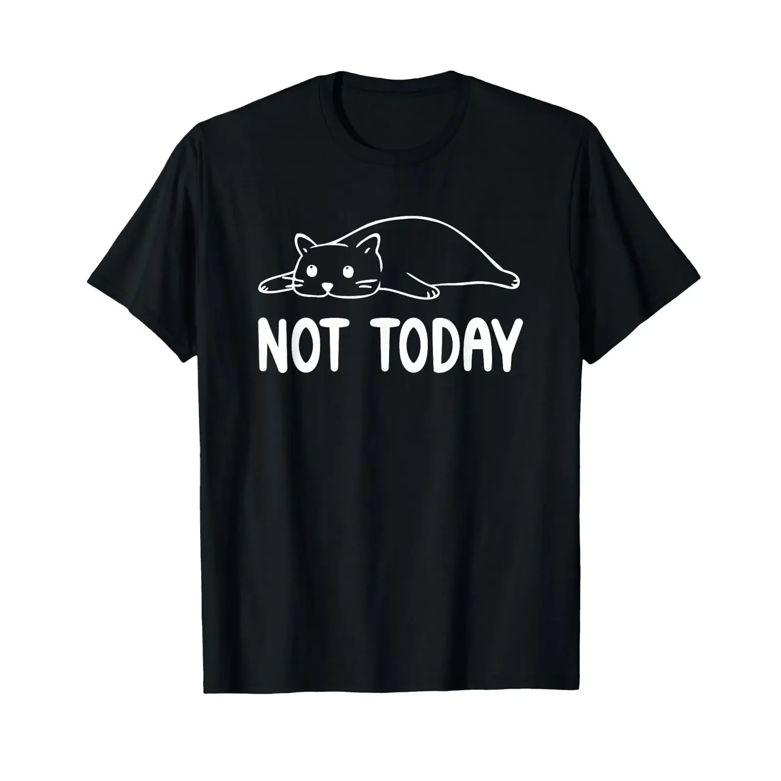 Not Today A Lazy Tired Cat Lying Platt Funny T Shirt vintage Washed Stylish graphic streetwear Casual Soft Stretched