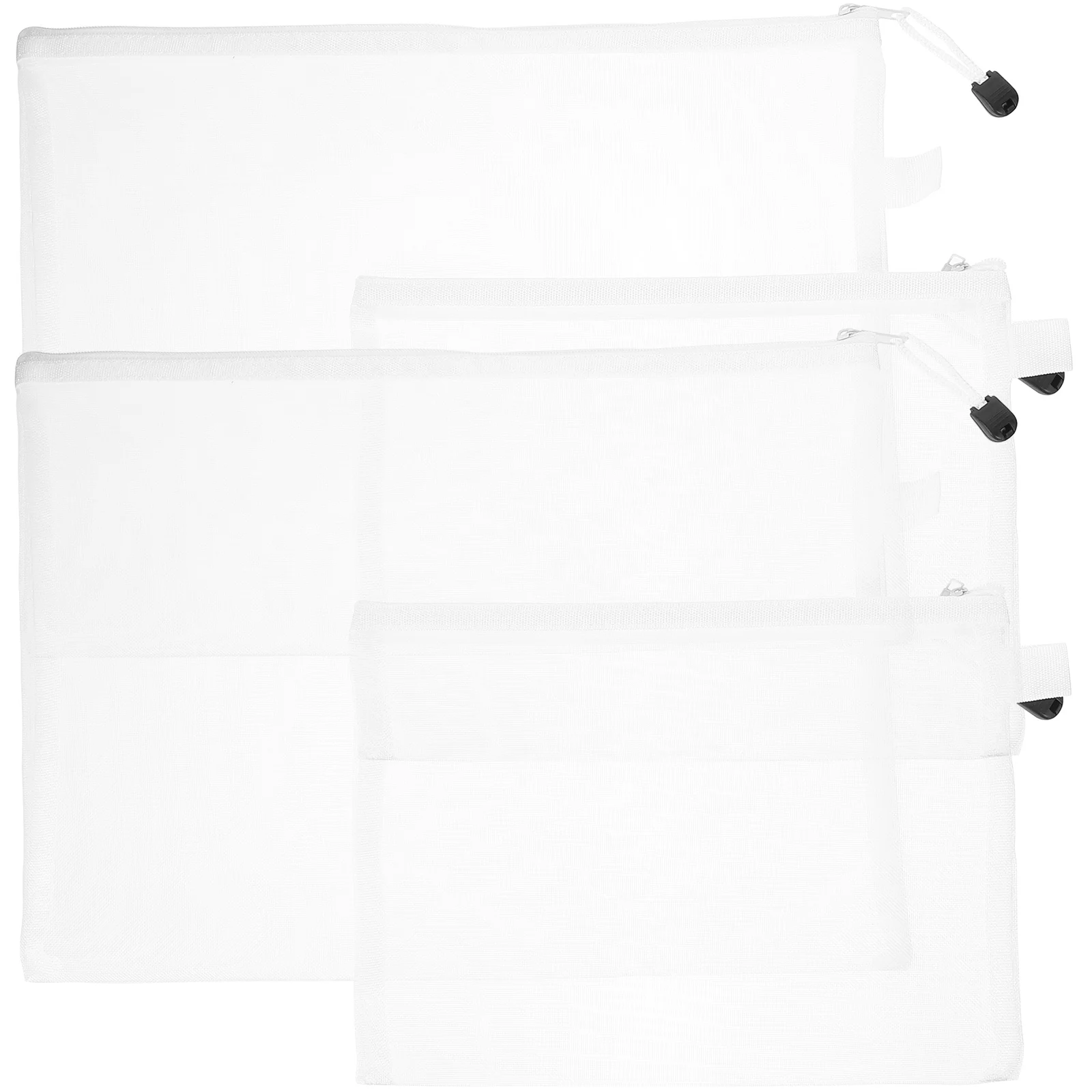 

4pcs Zipper File Bag Student Pencil Mesh Pouch Aluminum Alloy Spacious Stationery Bag Sealed Design Gauze Nylon