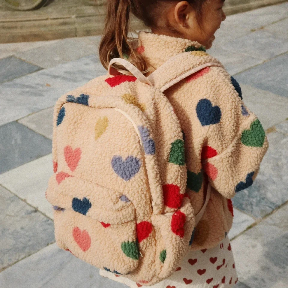 Hot KS Children Lamb Fleece Backpack Kid Outdoor Primary Schoolbag Baby Kindergarten Bags Boys Girls Bag & Gift