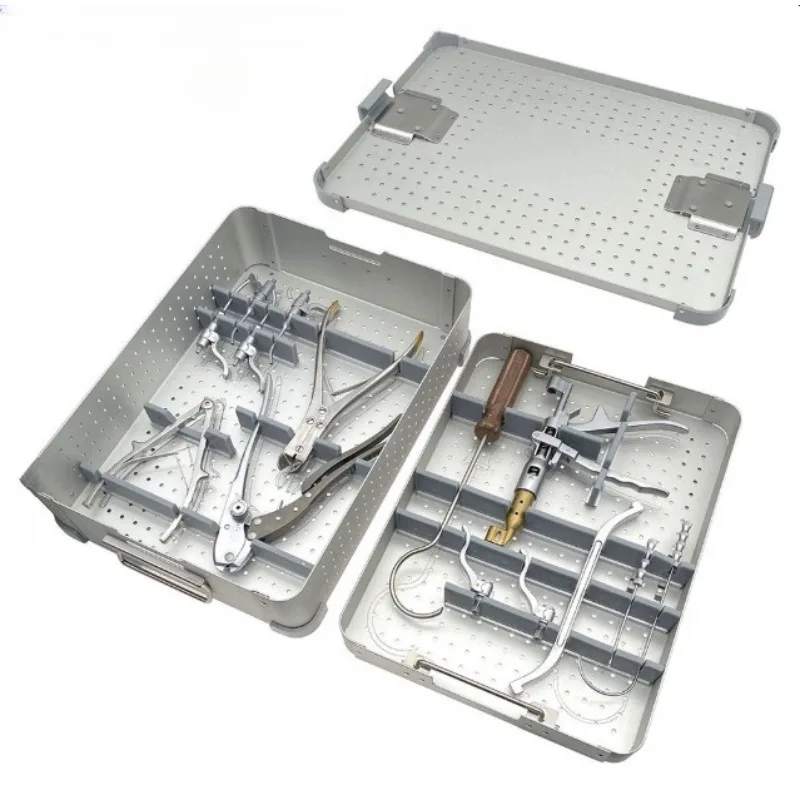 Orthopedic Titanium Cable Tool Set Cable Instrument Kit Aluminum Storage Case Dustproof Cover Layered Organizer Stainless Steel