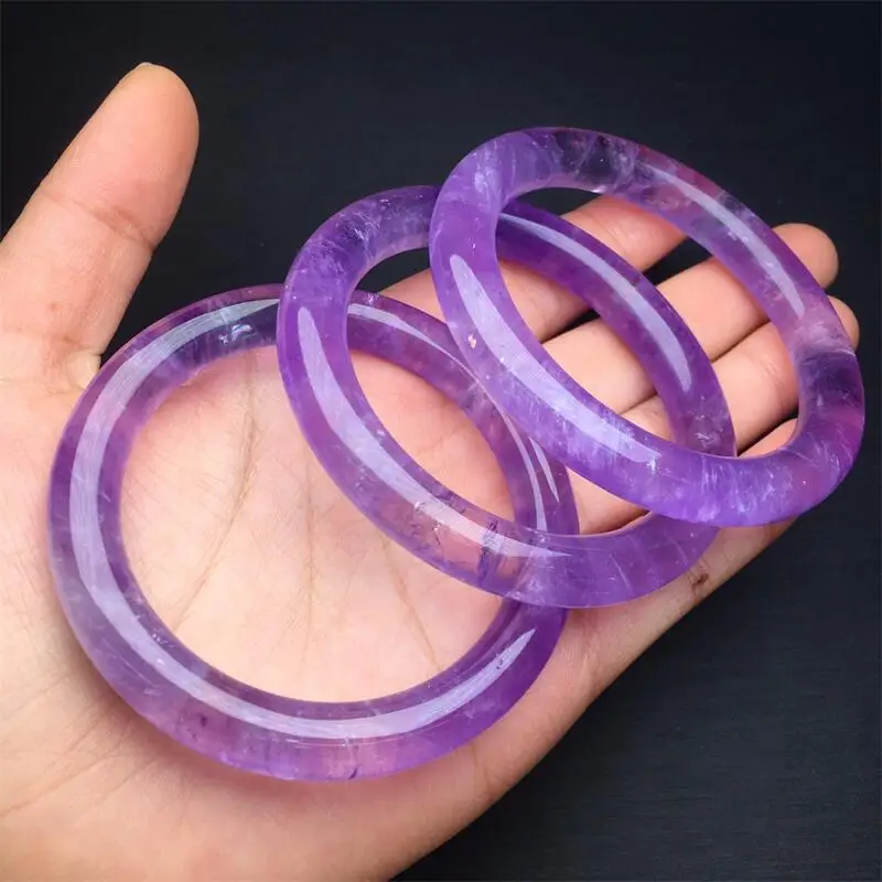 52-55MM Natural Lavender Amethyst Bangle Gemstone Bead Strings Fashion Beautifully Jewelry For Men And Women Gift 1PCS