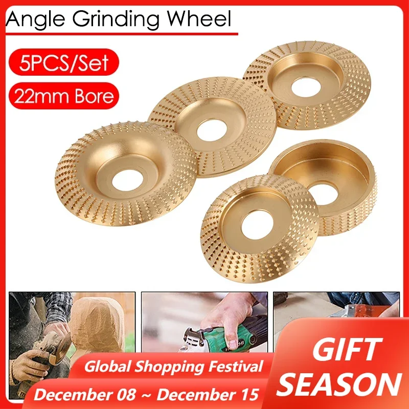 5PCS Angle Grinder Wood Sanding Discs Grinding Polishing Wheel Rotary Disc 22mm Bore Wood Carving Tool Cutting Abrasive Discs