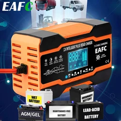 12V 12A Car Battery Charger Full Automatic Digital Car Battery Chargers Pulse Repair for AGM GEL WET Lead Acid LCD Display
