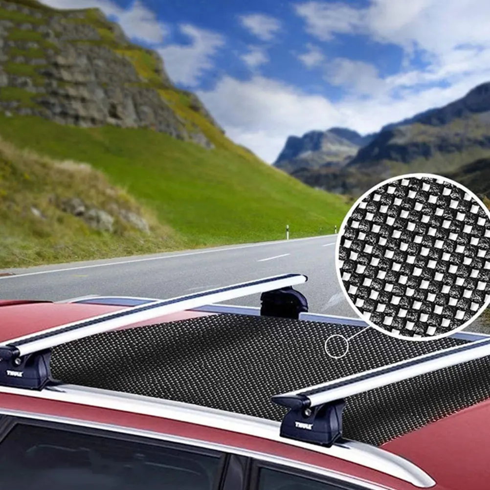 

2pcs Car Anti-Skid Mat PVC Non-Slip Floor Liner for Roof Rack Trunk Cargo Protection Universal Foldable Vehicle Roof Mat Black