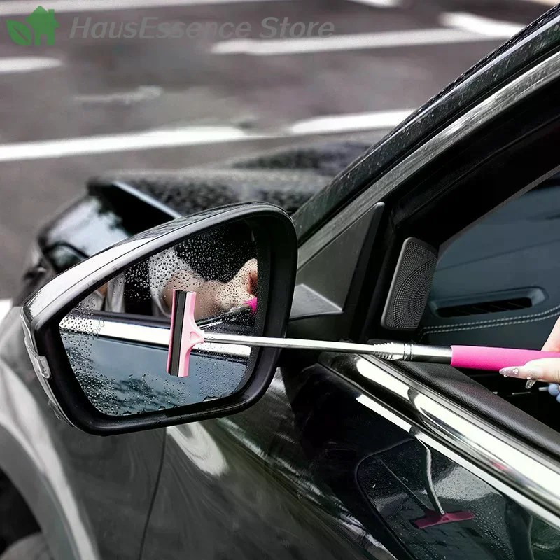 ※Car Rearview Mirror Wiper, Telescopic Squeegee For Auto Glass, Portable Water Cleaner Rod, Mini Automotive Cleaning Tool