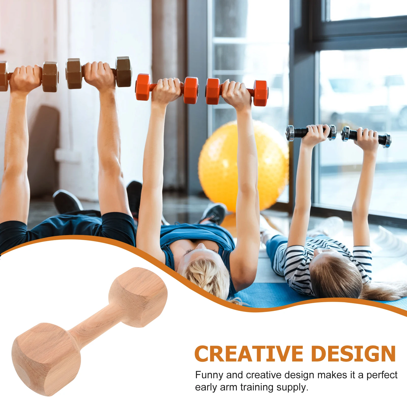 

Children Fitness Dumbbells Natural Wood Lightweight Morning Exercise Gym Equipment Kids Toddler Home Kindergarten Use