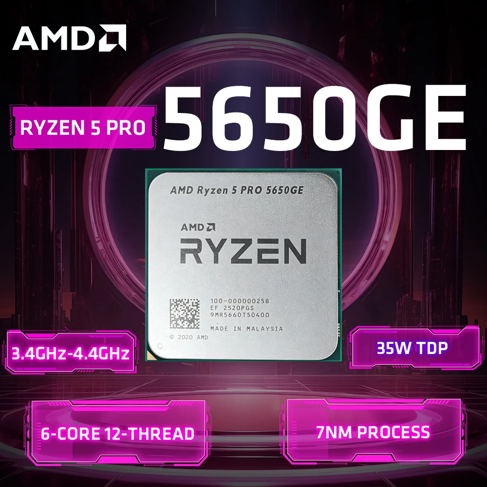 

AMD Ryzen 5 PRO 5650GE R5 PRO5650GE 6C12T 3.3GHz 4.6GHz AM4 35W Low Power Desktop CPU Processor with Integrated Graphics
