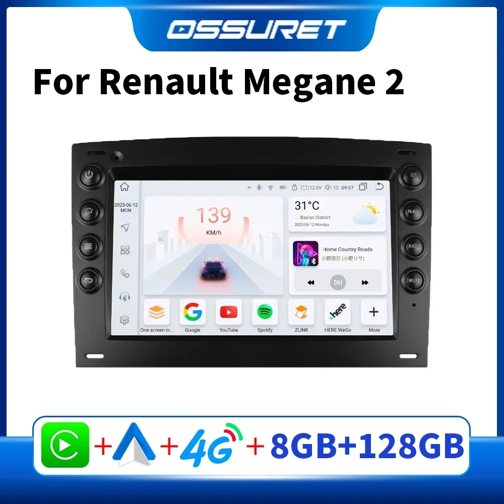 Android Car Radio Player for Renault Megane 2 2002 - 2009 Carplay Multimedia Audio Video Stereo 2din Head Unit GPS 7862 WIFI