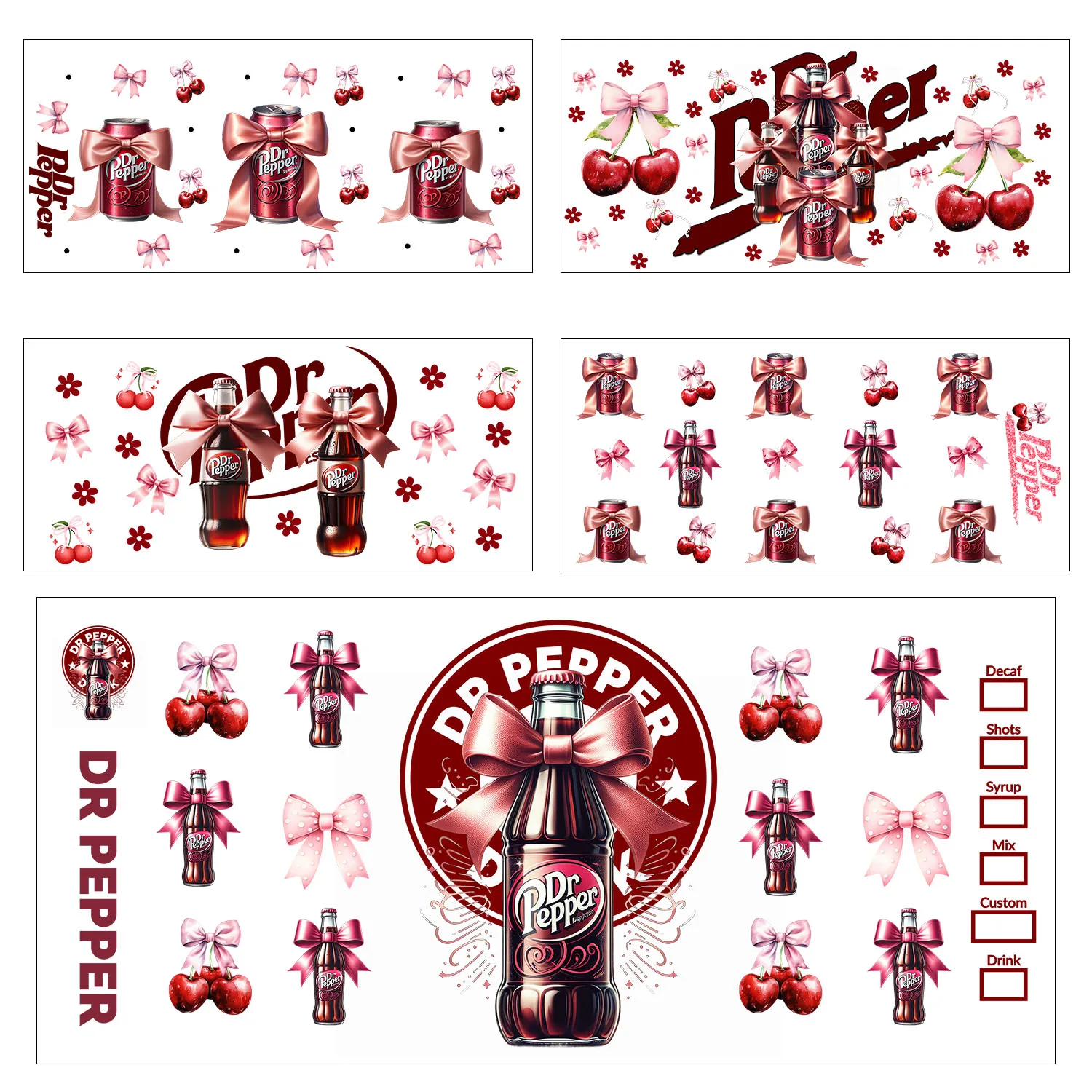 1pcs 5pcs Adult soda beverage Series easy peel waterproof DIY Decals 3D transfers uvdtf stickers 16oz uv dtf cup wraps