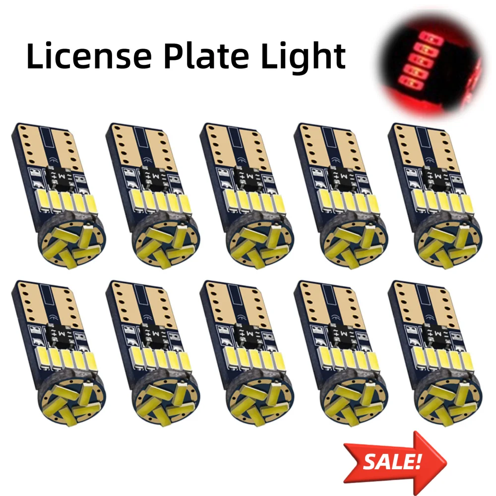 

10pcs Super Bright T10 License Plate Light 194 12V Car LEDs Light 4014-15SMD W5W Clearance Lamp