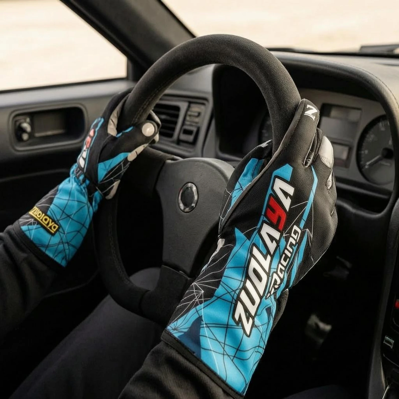 Karting Gloves Elastic Cuff Full-Finger Driving Gloves Sports Accessory Graphic Print Ergonomic Fit