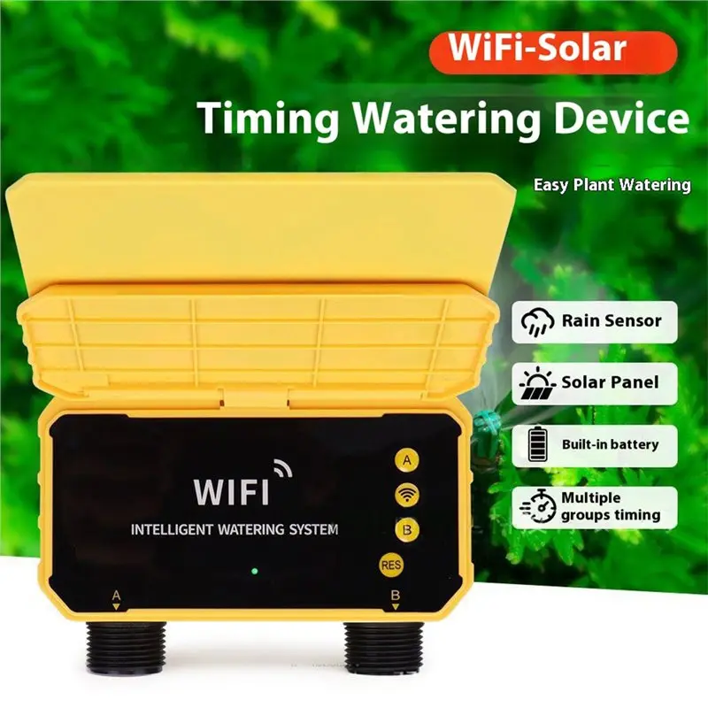 ABJN-Solar Powered Wifi Smart Plastic Watering Timer Automatic Irrigation Sprinkle System For Garden Lawn Greenhouse 1 Water