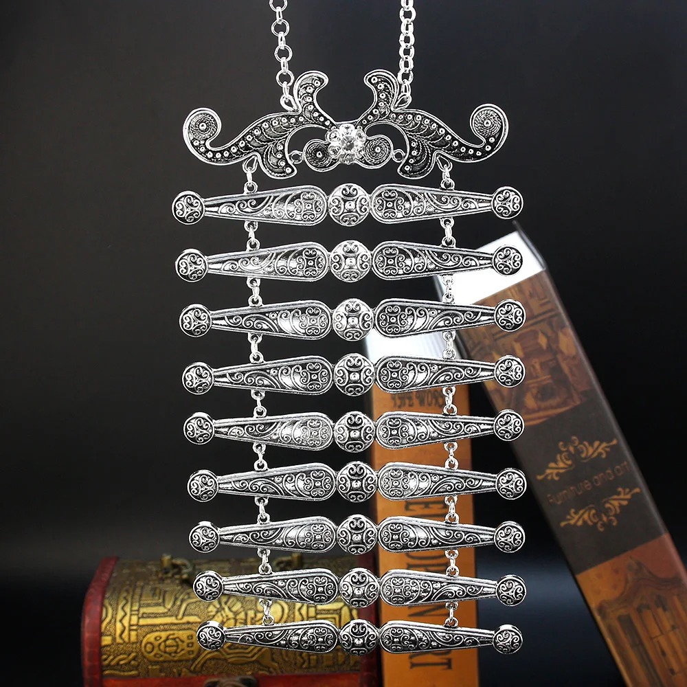 Sunspicems Chic Turk Caucasus Women Breastplate Chest Chain Necklace Ethnic Relief Pattern Body Jewelry Belt Decoration