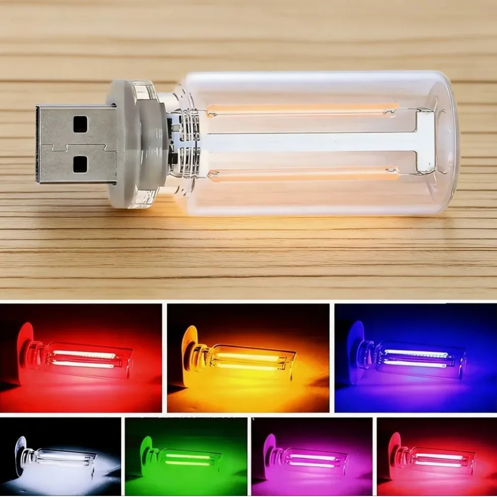 DC5V USB Touch Dimming LED Filament Glass Bulb Retro Edison‑Style Night Light Eye‑Protection For Car Interior Decor Lighting