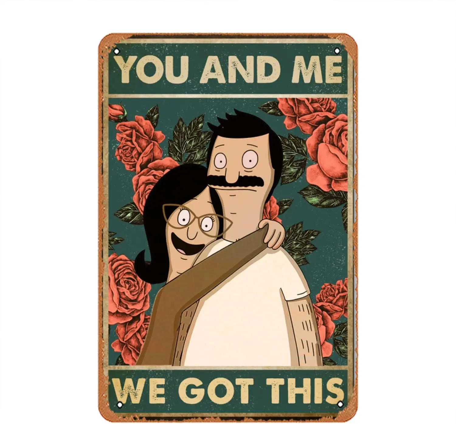 Bob's Burgers - Du und ich, wir schaffen es! Deko-Schild für Zuhause, Vintage-Metallschild, lustiges Blechschild, Retro