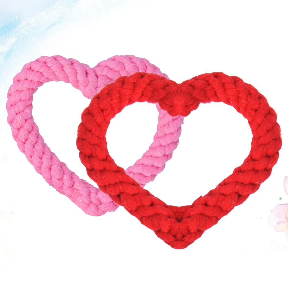 

1Pair Dog Teeth Cleaning Heart Ring Squeaky Chew Sound Interactive Play Training Pet Supplies for Puppies and Adult Dogs