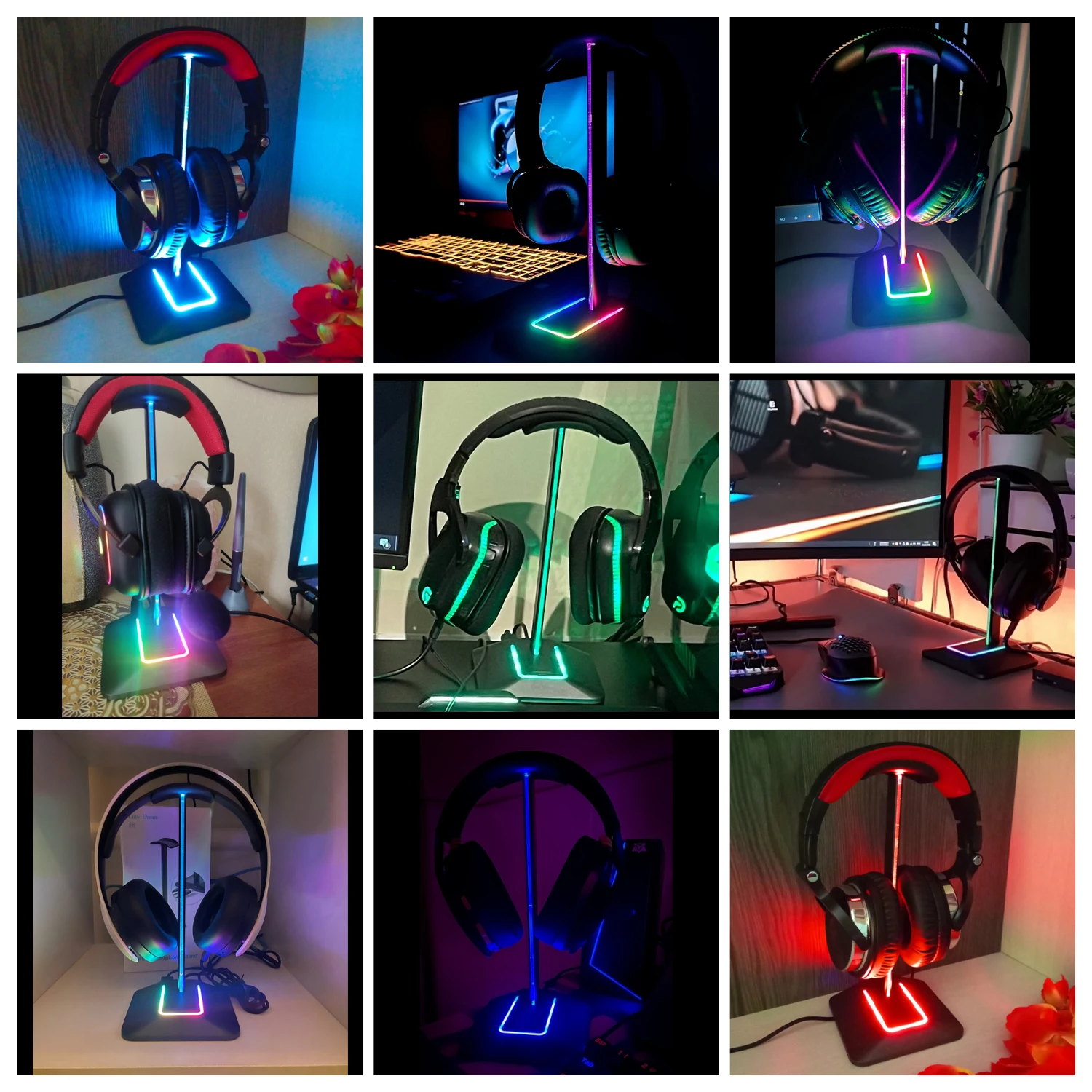 Link Traum RGB Lichter Kopfhörer Ständer mit Typ-c USB Ports Kopfhörer Halter für Alle Headsets Gamer Gaming PC zubehör Schreibtisch