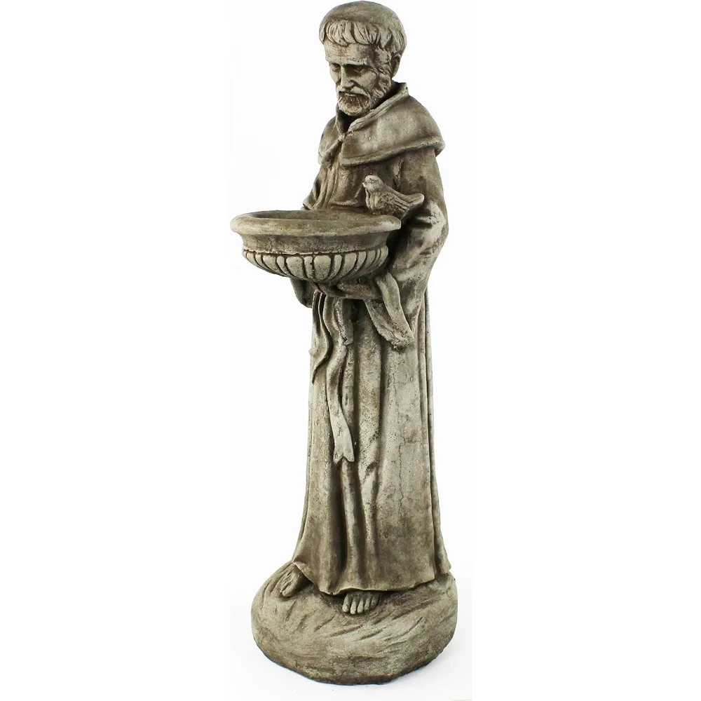 

Saint Francis Concrete Garden Statue Religious Outdoor Catholic Figure Cement Sculpture Bird Feeder Garden Statue