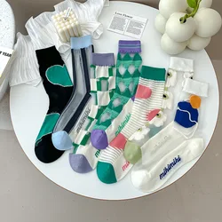 Summer Thin Breathable Women Socks Harajuku Ultra-thin Transparent Crystal Silk Socks Japanese Fashion Multicolor Cute Socks Sox