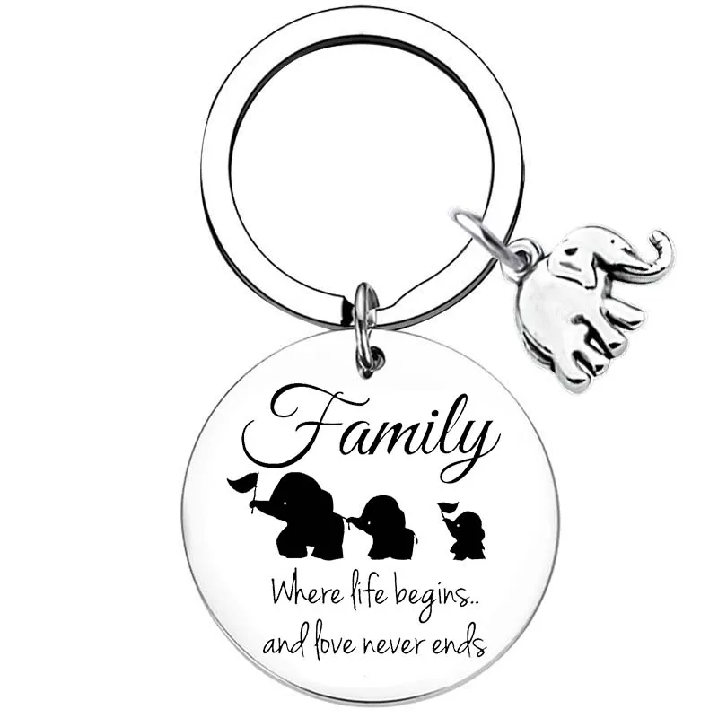 Family Inspirational Keychain Gifts Birthday Animal Elephant Christmas for Best Friend BFF Coworker Son Daughter gift