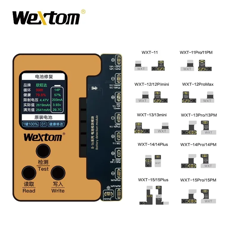 Wextom External Battery Repair Flex Cable for iP 11 12 13 14 15 Pro Max Tag On FPC Adapter for Battery Data Read and Write Tools