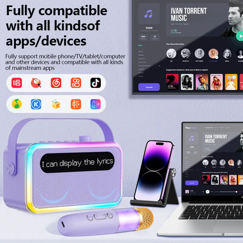 جديد 16 واط عالي الطاقة U8 خارجي محمول كاريوكي سماعة لاسلكية تعمل بالبلوتوث المتكلم كلمات ذكية عرض KTV