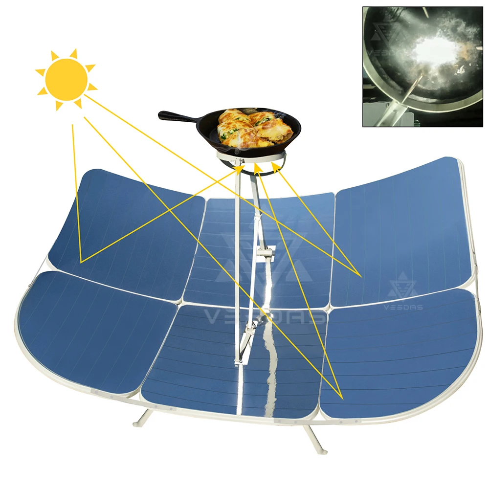 2300W Portable Solar Cooker, 6 Camping Water Heaters Reflecting, Outdoor Travel Barbecue, Solar Camping Stove