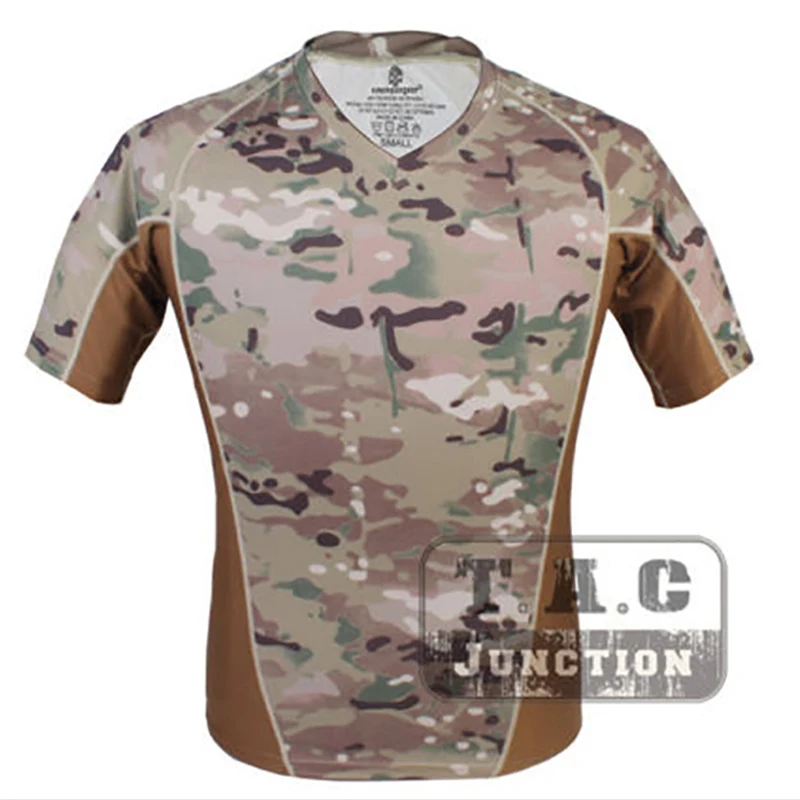 

Emerson Skin-tight Base Layer Camo V-Neck Outdoor Running Hunting Shirt EmersonGear Cool Lightweight Short-Sleeve Tactical Shirt