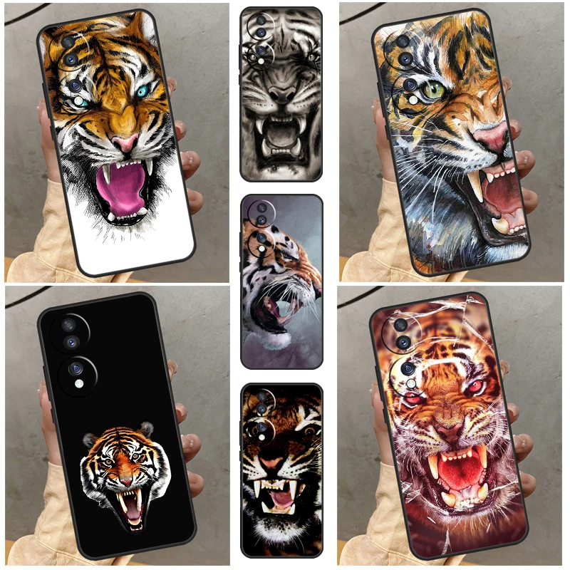 Ferocious Tiger Animal Case For Huawei P30 Pro P50 P20 P40 Lite P Smart 2019 Nova 5T Honor 50 70 X7 X8 X9 Cover