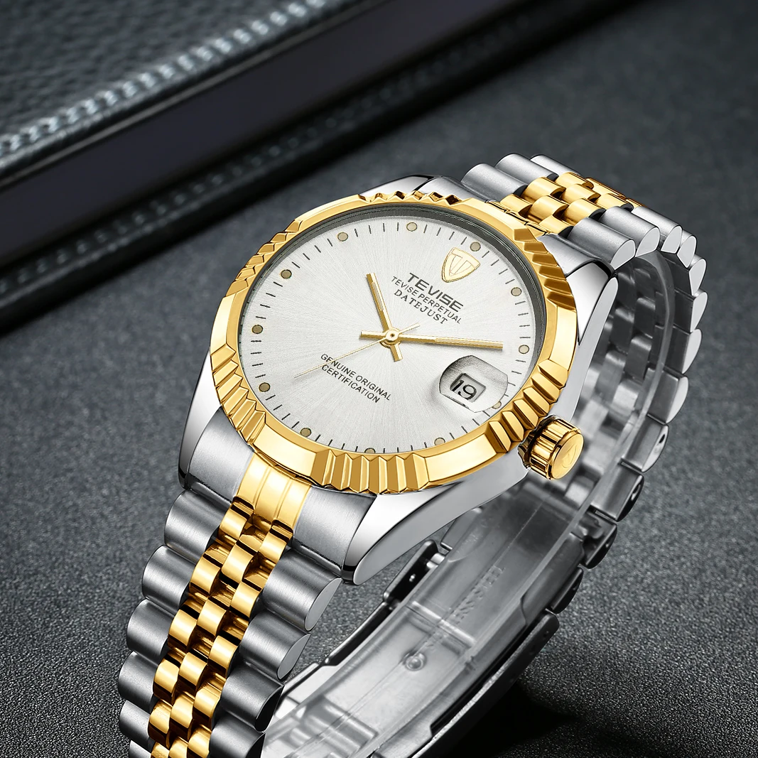 Orologio al quarzo TEVISE da uomo Orologio di lusso delle migliori marche con data Cinturino in acciaio inossidabile Orologio casual alla moda impermeabile