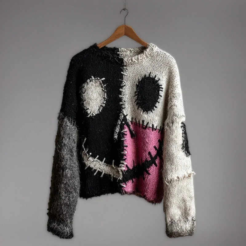 Halloween 3D Digital Print Womens Round Neck Loose Soft Sweatshirt Oversized Pullover For Women Teens Party Spooky Gothic Cozy
