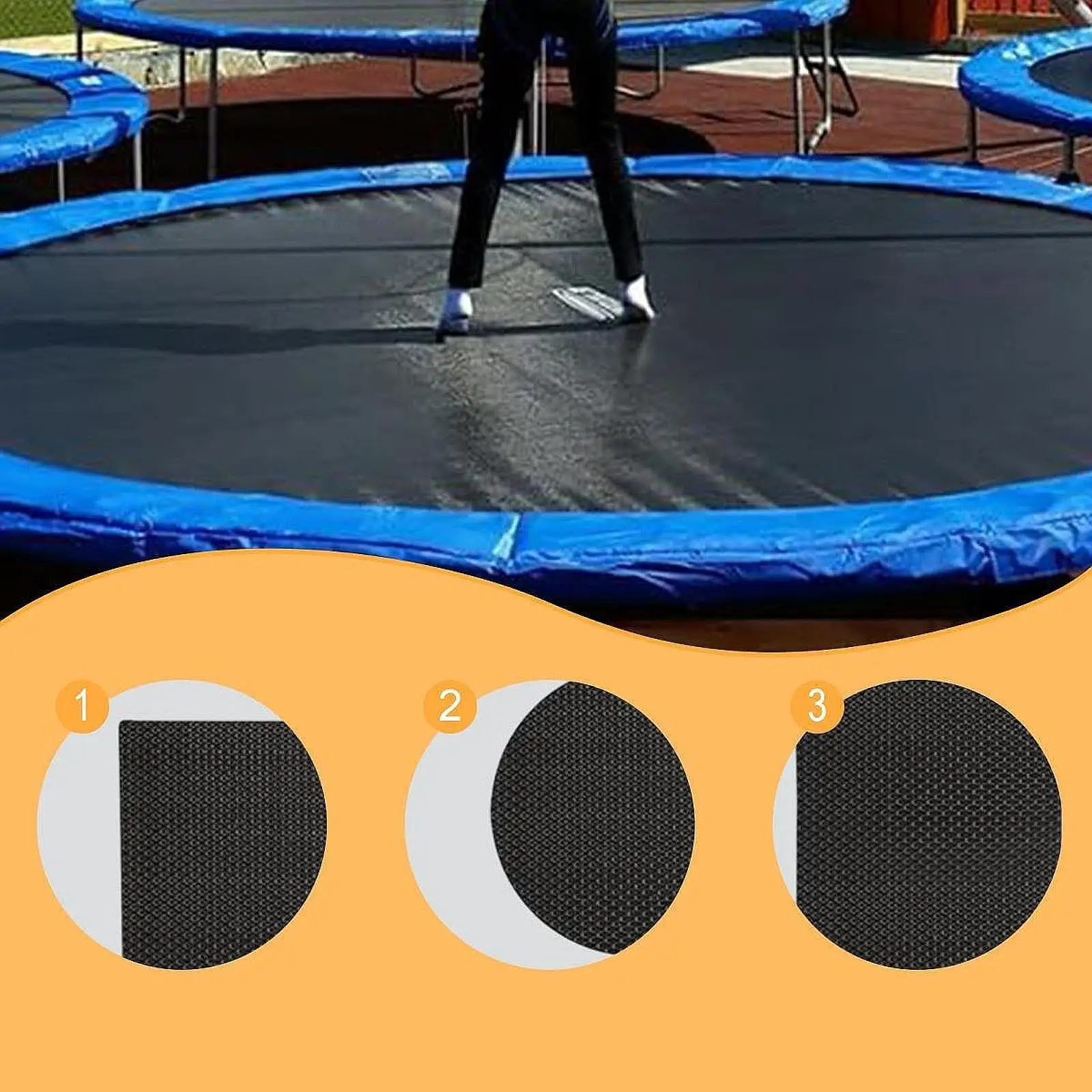 6Pcs Trampoline Mat Patches Kit Repairing Tool Self Adhesive Weather Resistant Trampoline Pad Holes Easy to Use Fixing Repair