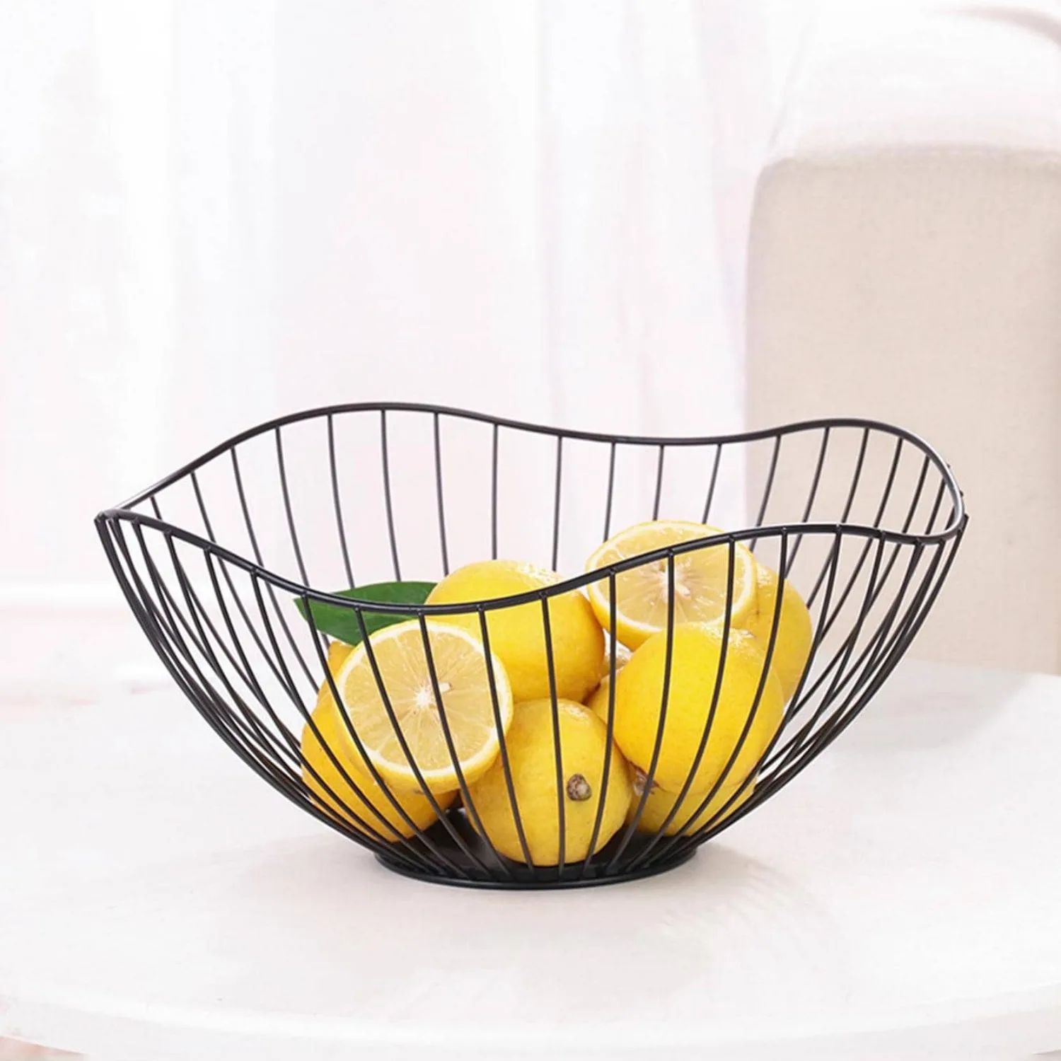 1pc Stylish and Durable Metal Fruit Basket for Home Storage - Golden Iron Basket