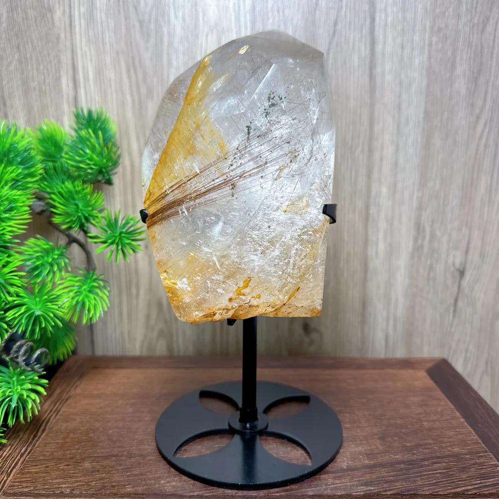 Natural Big Clear Quartz Mix Golden Healer Red Rutile Free Form Crystal Unique Healing Reiki Stone Home Decorative Ornament Gift