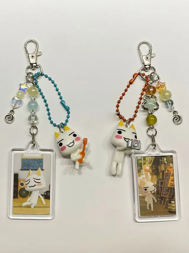 Handmade toro and kuro inoue keychain kitten beaded y2k aesthetic